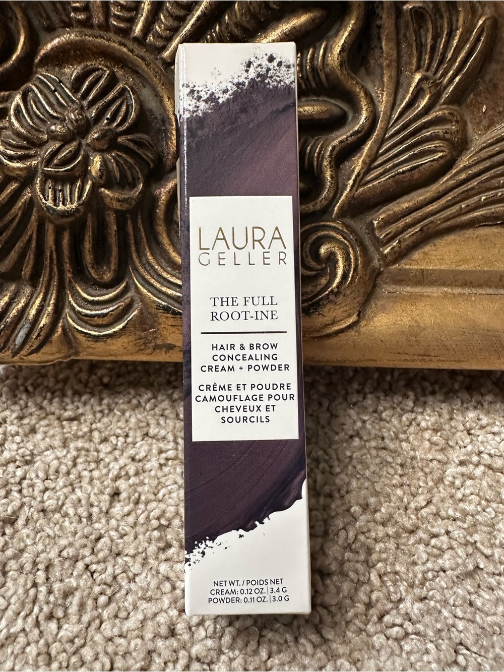 New In Box Laura Geller Beauty The Full Root-Ine Hair/Brow Concealer Dark Brown